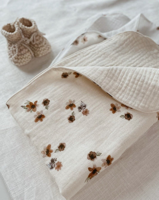 Vintage Floral Muslin Baby Blanket