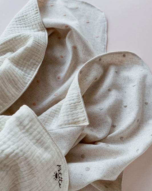 Embroidered Linen + Muslin Dots Baby Blanket