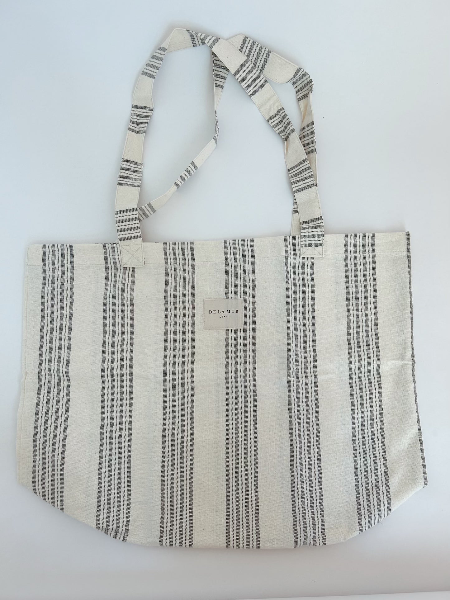 Oversized Grey Striped Tote