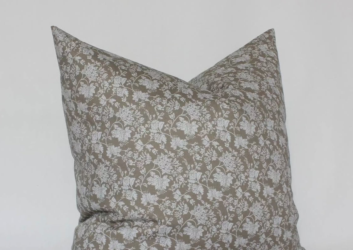 Olive Floral Pillow Cover